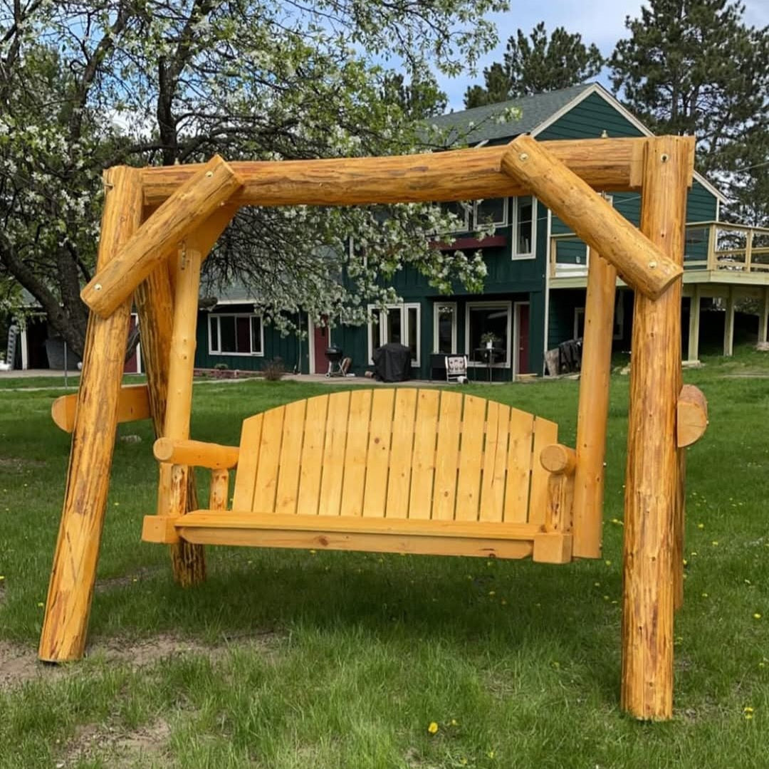 Outdoor Log Swing Person Handcrafted Log Furniture from