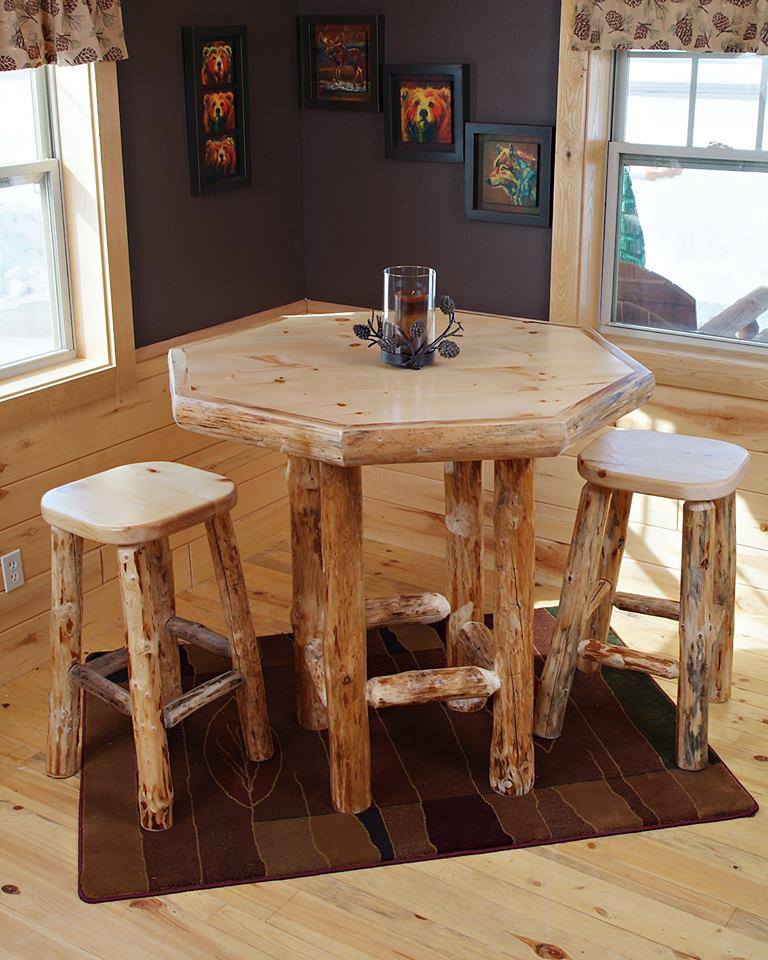 Log Table And Bar Stools