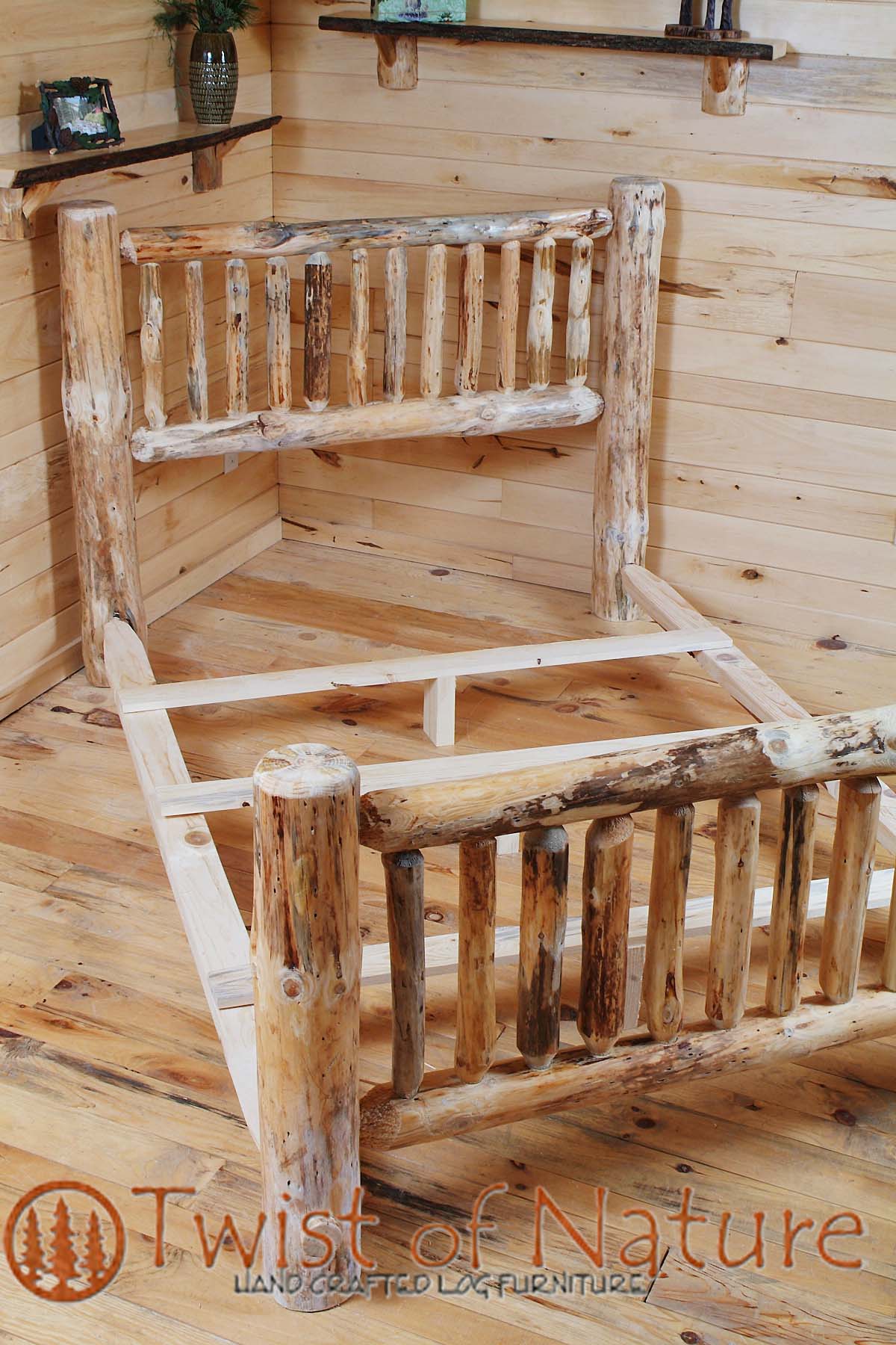 Twin size log bed frame deals