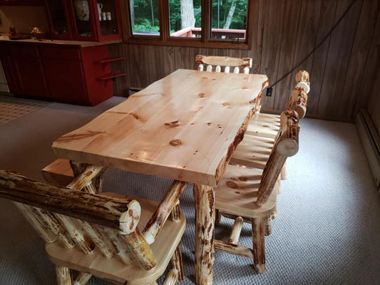 Log Slab Top (Lived Edged) Dining Table